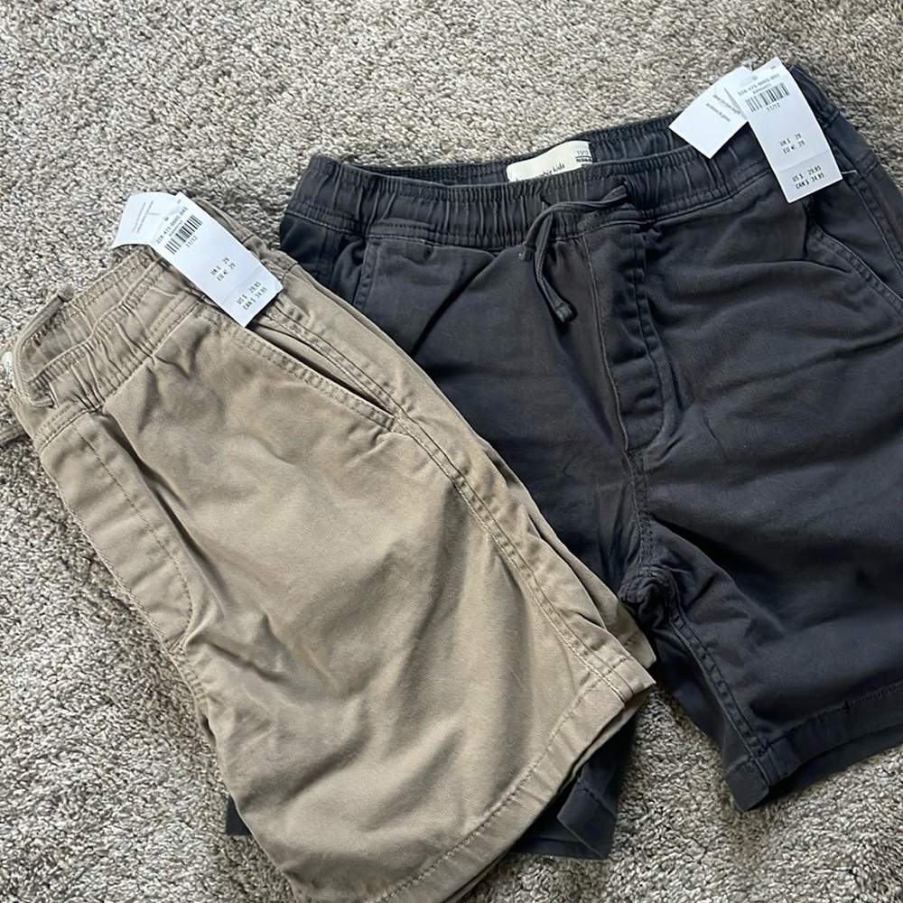 Brand new w/tags, 2 pairs of Abercrombie Kids drawstring above knee shorts